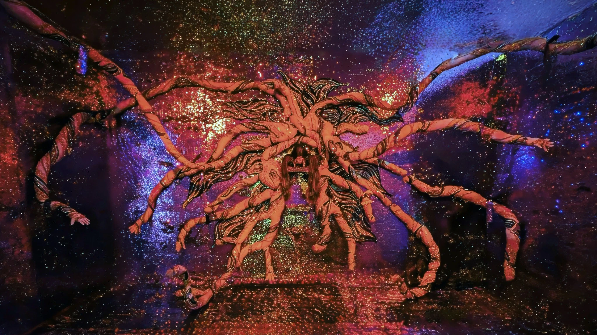 Manghihilot installation with sequined walls and tentacular sculpture